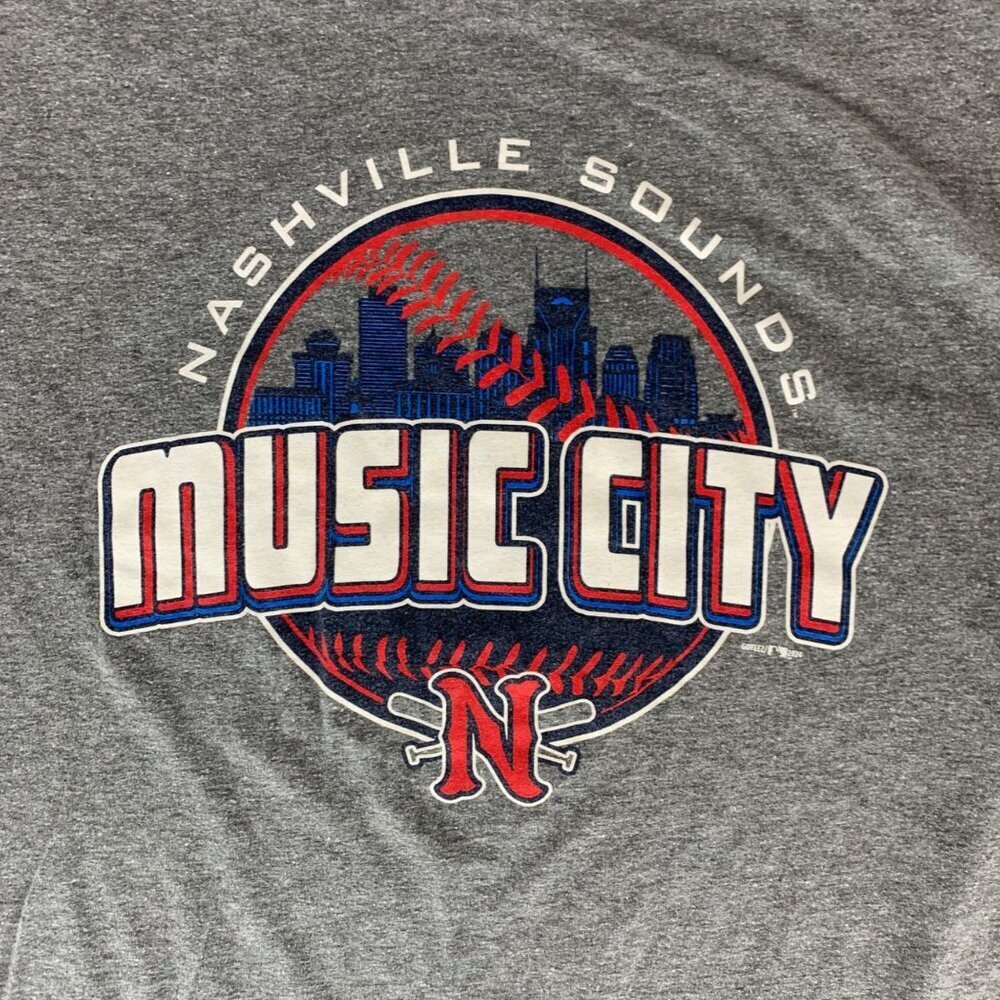 Nashville Sounds MiLB Gray GoTeez Baseball Short Sleeve Crewneck Shirt Mens XL - Picture 2 of 4